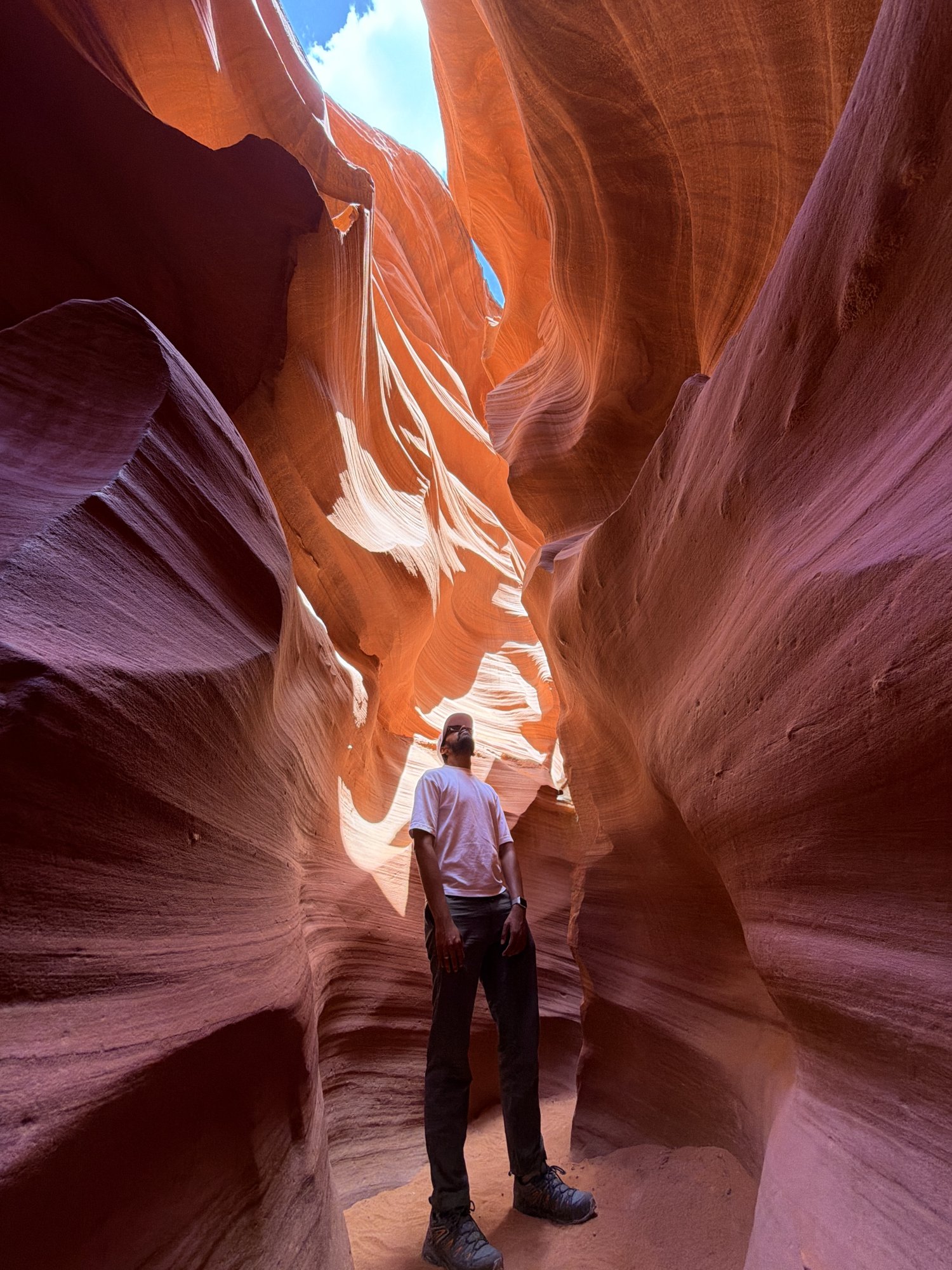 Light falling through the sculpted walls of Lower Antelope Canyon